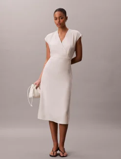 Calvin Klein Midi-Kleid aus weichem Leinen und Lyocell^Damen Kleider & Röcke