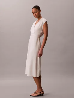 Calvin Klein Midi-Kleid aus weichem Leinen und Lyocell^Damen Kleider & Röcke