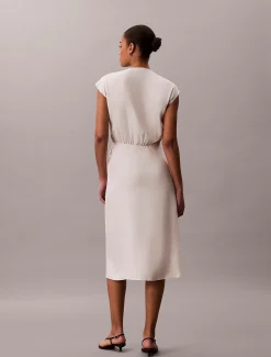 Calvin Klein Midi-Kleid aus weichem Leinen und Lyocell^Damen Kleider & Röcke