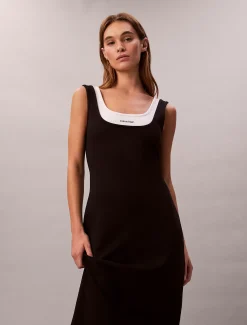 Calvin Klein Midikleid mit Kontrastschicht^Damen Kleider & Röcke