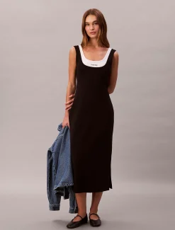 Calvin Klein Midikleid mit Kontrastschicht^Damen Kleider & Röcke