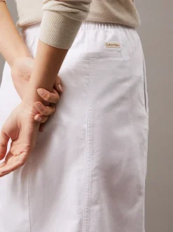 Calvin Klein Midirock aus Baumwoll-Leinen-Twill^Damen Kleider & Röcke