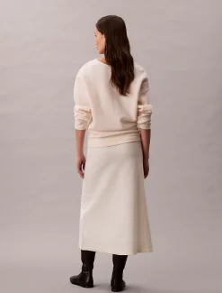 Calvin Klein Midirock aus gekochter Wolle^Damen Kleider & Röcke