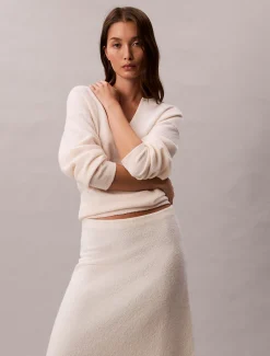 Calvin Klein Midirock aus gekochter Wolle^Damen Kleider & Röcke