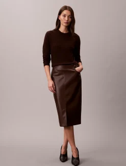 Calvin Klein Midirock aus Kunstleder^Damen Kleider & Röcke