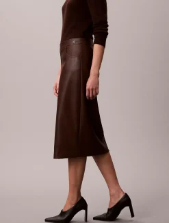 Calvin Klein Midirock aus Kunstleder^Damen Kleider & Röcke