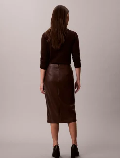 Calvin Klein Midirock aus Kunstleder^Damen Kleider & Röcke