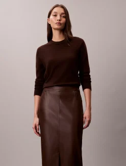 Calvin Klein Midirock aus Kunstleder^Damen Kleider & Röcke