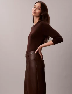Calvin Klein Midirock aus Kunstleder^Damen Kleider & Röcke