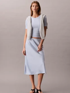 Calvin Klein Midirock aus strukturiertem Satin^Damen Kleider & Röcke