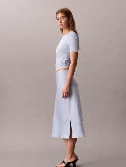 Calvin Klein Midirock aus strukturiertem Satin^Damen Kleider & Röcke