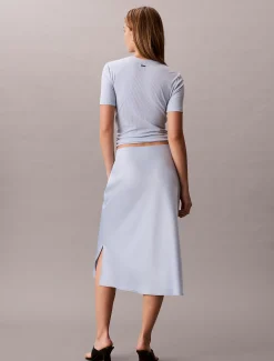 Calvin Klein Midirock aus strukturiertem Satin^Damen Kleider & Röcke