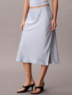 Calvin Klein Midirock aus strukturiertem Satin^Damen Kleider & Röcke