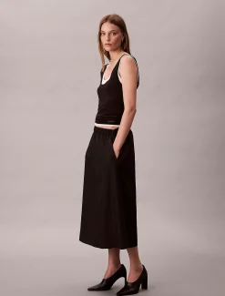 Calvin Klein Midirock aus weichem Nylon^Damen Kleider & Röcke