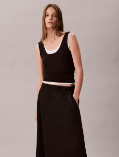 Calvin Klein Midirock aus weichem Nylon^Damen Kleider & Röcke