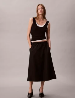 Calvin Klein Midirock aus weichem Nylon^Damen Kleider & Röcke