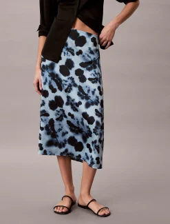 Calvin Klein Midirock mit Print aus Satin^Damen Kleider & Röcke