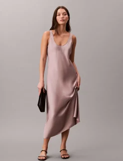 Calvin Klein Midi-Slipkleid aus Satin^Damen Kleider & Röcke