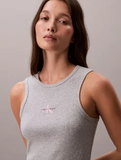 Calvin Klein Midi-Trägerkleid aus gerippter Baumwolle^Damen Kleider & Röcke