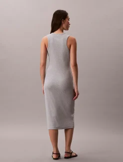 Calvin Klein Midi-Trägerkleid aus gerippter Baumwolle^Damen Kleider & Röcke