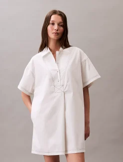 Calvin Klein Mini-Blusenkleid aus Baumwoll-Twill^Damen Kleider & Röcke