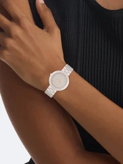 Calvin Klein Minimalistische Uhr aus sandfarbener Keramik^Damen Uhren & Schmuck