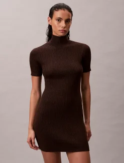 Calvin Klein Mini-Rollkragenkleid aus Wollmischung^Damen Kleider & Röcke