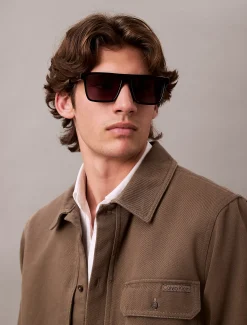 Calvin Klein Modifizierte rechteckige Sonnenbrille CK25501S^Herren Sonnenbrillen