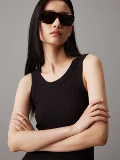 Calvin Klein Modifizierte rechteckige Sonnenbrille CK24501S^Damen Sonnenbrillen|BademodeFrisch Eingetroffen