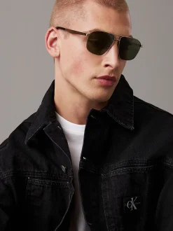 Calvin Klein Modifizierte rechteckige Sonnenbrille CKJ24202S^Herren Sonnenbrillen