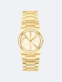Calvin Klein Monogramm-Armbanduhr aus vergoldetem Stahl^Damen Uhren & Schmuck