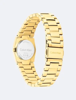Calvin Klein Monogramm-Armbanduhr aus vergoldetem Stahl^Damen Uhren & Schmuck
