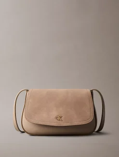 Calvin Klein Monogramm-Beutel aus Wildleder mit Kettenriemen^Damen Umhängetaschen|Taschen