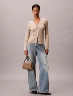 Calvin Klein Monogramm-Beutel aus Wildleder mit Kettenriemen^Damen Umhängetaschen|Taschen