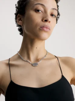 Calvin Klein Monogramm-Halskette mit ovalem Anhänger^Damen Uhren & Schmuck