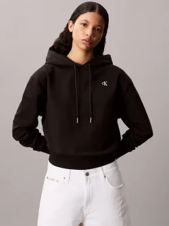 Calvin Klein Monogramm-Hoodie aus Baumwoll-Frottee^Damen Sweatshirts & Hoodies