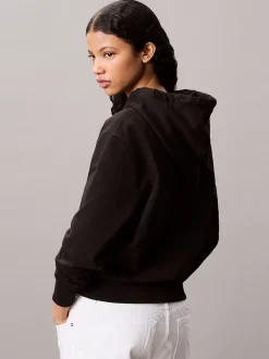 Calvin Klein Monogramm-Hoodie aus Baumwoll-Frottee^Damen Sweatshirts & Hoodies