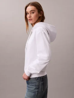Calvin Klein Monogramm-Hoodie aus Baumwoll-Frottee^Damen Sweatshirts & Hoodies