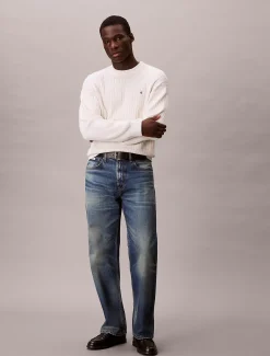 Calvin Klein Monogramm-Pullover aus gerippter Baumwolle^Herren Strickdesigns