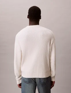 Calvin Klein Monogramm-Pullover aus gerippter Baumwolle^Herren Strickdesigns