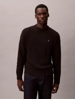 Calvin Klein Monogramm-Pullover aus gerippter Baumwolle^Herren Strickdesigns