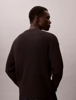 Calvin Klein Monogramm-Pullover aus gerippter Baumwolle^Herren Strickdesigns