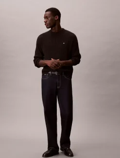 Calvin Klein Monogramm-Pullover aus gerippter Baumwolle^Herren Strickdesigns