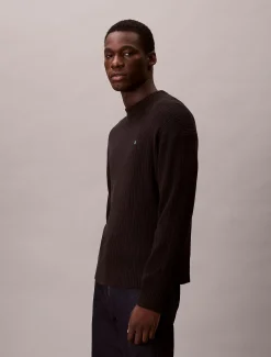 Calvin Klein Monogramm-Pullover aus gerippter Baumwolle^Herren Strickdesigns