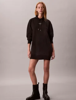 Calvin Klein Monogramm-Sweatkleid mit Kapuze^Damen Kleider & Röcke