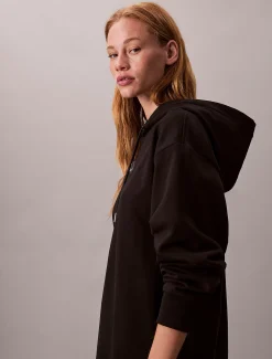 Calvin Klein Monogramm-Sweatkleid mit Kapuze^Damen Kleider & Röcke
