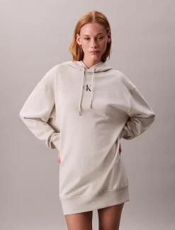 Calvin Klein Monogramm-Sweatkleid mit Kapuze^Damen Kleider & Röcke