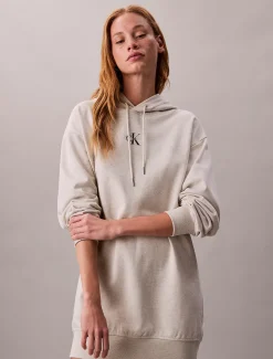 Calvin Klein Monogramm-Sweatkleid mit Kapuze^Damen Kleider & Röcke