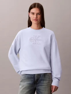 Calvin Klein Monogramm-Sweatshirt aus Baumwoll-Frottee^Damen Sweatshirts & Hoodies