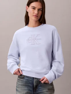 Calvin Klein Monogramm-Sweatshirt aus Baumwoll-Frottee^Damen Sweatshirts & Hoodies